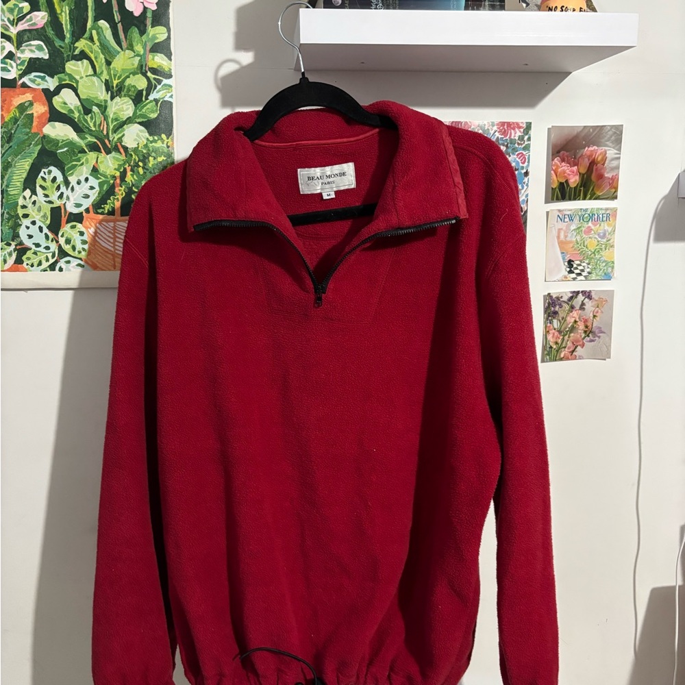 Vintage Red Quarter-Zip Fleece Pullover